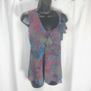 Daisy & Clover Paisley Nylon Pullover Babydoll Sleeveless Top